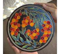 Magicaldiy DIY Filigree Enamel Painting Kit, Make Your Own Cloisonne Enamel Tray, Home Decorative Tea Snack Tray, Black Reconsolidated Bamboo Base (Fruit)