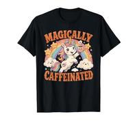 Magically Caffeinated Unicorn Coffee Lover Funny Cute Value Graphic T-Shirt, Men, Black, S