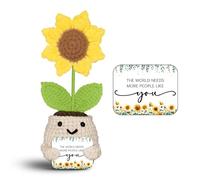 MagicArtCanvas Handmade Crochet Sunflower Plush - “The World Needs More People Like You” - Inspirational Gift for Friends, Teachers, Coworkers - Cute Gratitude Desk Decor, Thank You Gift