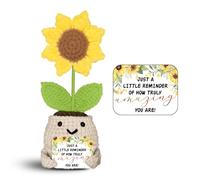 MagicArtCanvas Sunflower Encouragement Gift - Handmade Crochet Plush with Positive Message - Crochet Sunflower Plush - You are Amazing Encouragement Gift