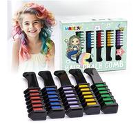 Magicat vibrant hair chalks for girls I 5 washable chalks in green, blue, purple I non-toxic, no water needed I kids hair dye fun for ages 3-7 I perfect kids gifts party favour