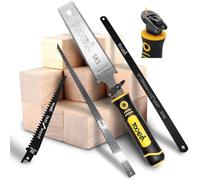 Magicbox 5 in 1 Japanese Pull Saw with 4 Blades (150mm/250mm), Double Edge Multi-Purpose Pro Hand Saw for Drywall, Wood, Plastic, Metal, Plywood, Ergonomic Quick-Change Design & Durable Steel Blades