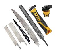 Magicbox 5 in 1 Wood Saw File Set with 4 Interchangeable Blades and File, Self-Locking Design, Non-Slip TPR Soft Grip,Triple Ground Teeth Saw Blades,Ideal for Pruning,PVC,Wood, Portable Box
