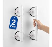 Magicbox Grab Rails for Bathroom 2 Pack, 36.5 cm Vacuum Suction Shower Grab Rails with Red-Line Indicator, 10 cm Cups, No-Drill Grab Handles for Elderly, Bath, Shower, Tiles & Motorhome