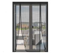 MAGICDOOR Double Opening Magnetic Door Screen 185x280cm, Black Fibreglass Fly Screen for Windows Fine Mesh Door Curtain, Magnetic Anti-Mosquito Net Without Drilling for French Sliding