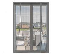 MAGICDOOR Double Opening Magnetic Door Screen 280x240cm, Grey Fibreglass Fly Screen for Windows Fine Mesh Door Curtain, Magnetic Anti-Mosquito Net Without Drilling for French Sliding