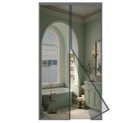 MAGICDOOR Magnetic Screen Door of Fibreglass, 120x135cm Central Opening Fly Nets for and Windows, Fine Mesh with Powerful Magnets Door Curtain, Mosquito Mesh for Bedroom Balcony-Grey