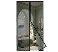 MAGICDOOR Magnetic Screen Door of Fibreglass, 90x190cm Central Opening Fly Nets for and Windows, Fine Mesh with Powerful Magnets Door Curtain, Mosquito Mesh for Bedroom Balcony-Black