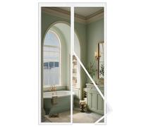 MAGICDOOR Magnetic Screen Door of Fibreglass, 90x210cm Central Opening Fly Nets for and Windows, Fine Mesh with Powerful Magnets Door Curtain, Mosquito Mesh for Bedroom Balcony-White