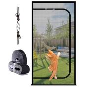 MAGICDOOR Reversible Door Fly Screens for Cat, 110x200cm, Black | Mosquito Net Reinforced Pet Scratch Proof Mesh Curtain for Patio Doors, with Two-way Zipper, Left/Right Opening, 4cm Tape Top