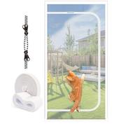 MAGICDOOR Reversible Door Fly Screens for Cat, 110x230cm, White | Mosquito Net Reinforced Pet Scratch Proof Mesh Curtain for Patio Doors, with Two-way Zipper, Left/Right Opening, 4cm Tape Top