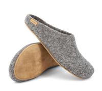 Magicfelt Felt Slippers 713 Made of 100% Rare Wool | Slippers for Men and Women with High-Quality Cowhide Sole - Made in Tyrol, Stone sheep grey, 10 UK