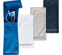 MagicFiber Glasses Case Soft (4-pack) - Sunglasses Pouch - Soft Glasses Pouch - Works as Glasses & Eyeglass Cleaner