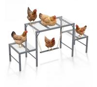 Magicfly Chicken Perch Swing in Coop, Chicken Roosting Bar for Pet Chickens' Health and Happiness, Large Capacity for 10-12 Chickens, Metal Chicken Toys Accessories for Backyard Farms, Grey