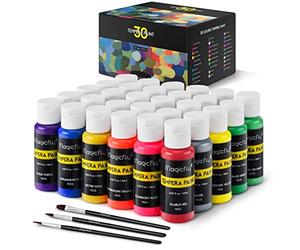 Magicfly Kids Paint, 30 Colors/ 60 ml Washable Tempera Paints for Kids, Non-toxic Poster Paint with Glitter, Metallic, Neon Fluorescent Colors for Finger Painting