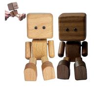 Magicgift Shaking Feet Wooden Doll, Charming Little shaking wooden man figurine, Car Ornaments, Creative Car Motion-Activated Ornament, Funny Wood Desktop Decor (A+B)