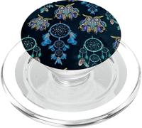 Magicgoth Dark Blue Moody Indigo Birds Boho Dreamcatcher Owl PopSockets PopGrip for MagSafe