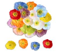 Magicherry 32 Pieces Mini Artificial Corn Poppy Flower Heads Multicoloured Small Silk Fake Flower Heads For Home Wedding Wreath DIY Crafts Decor, Corn Poppy