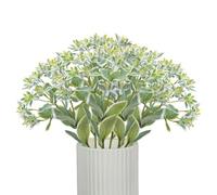 Magicherry 6 Pieces 18.5 Inch Snow on The Mountain Euphorbia Marginata Artificial Leaves and Branches For Vase Faux Plants Silk Flowers For Floral Arrangement Home Decor,Green With White