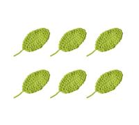 Magicherry 6 Pieces Handmade Crocheted Green Leaves Small Artificial Woolen Yarn Rose Leaf for Decorative Applique Embellishment Cardmaking Scrapbook Craft,Green