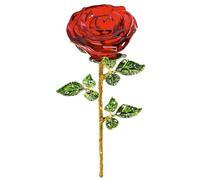 Magicherry Crystal Rose Flower Artificial Flowers Crystal Rose Bouquet Figurine Ornaments Home Table Centerpiece Decor for Christmas Anniversary Wedding, Red