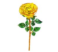 Magicherry Crystal Rose Flower Artificial Flowers Crystal Rose Bouquet Figurine Ornaments Home Table Centerpiece Decor for Christmas Anniversary Wedding, Yellow