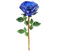 Magicherry Crystal Rose Flower Artificial Flowers Crystal Rose Bouquet Figurine Ornaments Home Table Centerpiece Decor for Christmas Anniversary Wedding, Blue