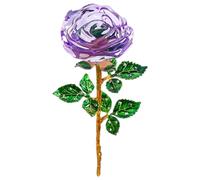 Magicherry Crystal Rose Flower Artificial Flowers Crystal Rose Bouquet Figurine Ornaments Home Table Centerpiece Decor for Christmas Anniversary Wedding, Purple