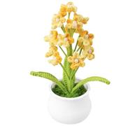 Magicherry Handmade Crochet Flowers Finished Knitted Forget Me Not Artificial 8.66 Inch Forget Me Not Small Potted Flowers for Car Dashboard Home Office Table Decor,Gradient Yellow
