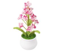 Magicherry Handmade Crochet Flowers Finished Knitted Forget Me Not Artificial 8.66 Inch Forget Me Not Small Potted Flowers for Car Dashboard Home Office Table Decor,Gradient Pink