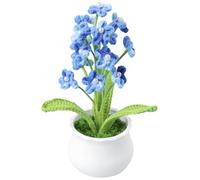Magicherry Handmade Crochet Flowers Finished Knitted Forget Me Not Artificial 8.66 Inch Forget Me Not Small Potted Flowers for Car Dashboard Home Office Table Decor,Gradient Blue