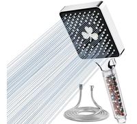 Magichome Filter Shower Head and Hose 1.5M, Square High-Pressure Shower Head with 6 Modes, Large Powerful Handheld Showerhead for Residual Chlorine Remove