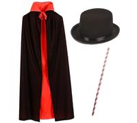 Magician Costume Kids, Magician Costume With Cloak Hat Wand, Double Sided Wearable Kids For Halloween Party Talent Show