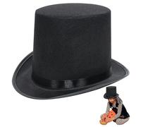 Magician Hat, Kids Top Hat 4" Tall Black Top Felt Cloth Magician Funny for Costume Decorative for Halloween, Show, Cosplay