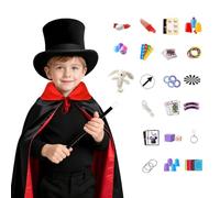 Magician Kit with Hat Wand Gloves Rabbit Puppet Cool Costume | Kids Pretend Play Magic Trick Kit for Boys Girls Beginners Halloween Party Birthday Theater Carnival Stage