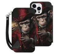 Magician Monkey Cell Phone Front Flip Case Compatible with iPhone 15/15 Plus/15 Pro/15 Pro Max Soft Protective Shell