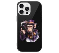 Magician Monkey Printed Phone Case Cute Slim Glass Cellphone Protective Cover Unisex Compatible with iPhone 16/16 Plus/16 Pro/16 Pro Max/16 E