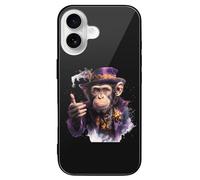 Magician Monkey Printed Phone Case Cute Slim Glass Cellphone Protective Cover Unisex Compatible with iPhone 16/16 Plus/16 Pro/16 Pro Max/16 E