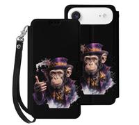 Magician Monkey Printed Wallet Phone Case Slim Cute Cellphone Protective Cover Hanging Rope Unisex Compatible with iPhone 17/17 Air/17 Pro/17 Pro Max