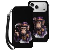 Magician Monkey Printed Wallet Phone Case Slim Cute Cellphone Protective Cover Hanging Rope Unisex Compatible with iPhone 17/17 Air/17 Pro/17 Pro Max