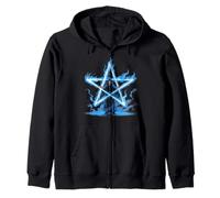 Magician Pentagram Magick Flaming Star Zip Hoodie