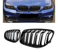 MAGICKIT E90 E91 Radiator Grille Compatible for BMW 3 Series 328i 318i 320i 323i 325i 330i 335i 2009-2011 Front Kidney Grill Double Line Grilles Gloss Black