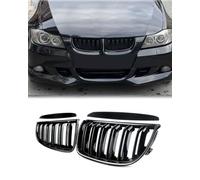 MAGICKIT E90 E91 Radiator Grille Compatible for BMW 3 Series E90 E91 Kidney Grill Front 2005-2008 Double Grilles Black Gloss