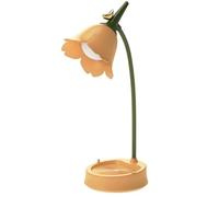 MAGICKK Flower LED Desk Lamp Cordless Table Light Adjustable Gooseneck Dimmable Touch Rechargeable Battery Student Bedroom Room Lighting Table Light House Decor (Yellow)