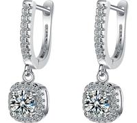 MAGICLULU 1 Pair Silver Copper Drop Earrings for Women and Featuring Zirconia Crystals, Lightweight and Safe to Ears, for Festivals and Summer Wear