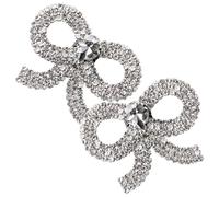 MAGICLULU 1 Pair Silver Rhinestone Shoe Clips for Pumps and Heels, Alloy Crystal Bow Shoe Clip Accessories Easy Attachment, for Wedding and Engagement Ceremonies