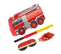 MAGICLULU 1 Set Fire Truck Pinata for Boys Birthday Party Supplies Includes Blindfold Bat and Confetti Filler Friendly Firefighter Theme Decorations for Interactive Fun