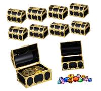 MAGICLULU 10 Pcs Mini Pirate Treasure Chest Boxes Black Gold Plastic with Lid Treasure Chest for DIY Crafts Party Favors Halloween Decoration