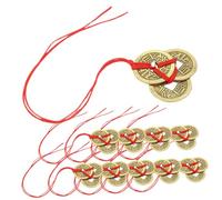 MAGICLULU 10 Sets Chinese Style Fortune Coins Fengshui Hanging Ornaments with Red Cord for Wealth and Success Lunar Year Decor for Home Office Hotel Restaurant