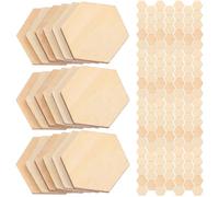 MAGICLULU 100PC Unfinished Wood Hexagon Pieces - Hexagon Blank & Slices for Craft DIY Projects - 3CM
